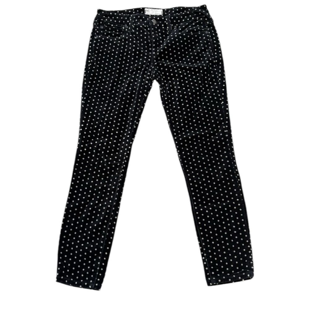Free People Black Polka Dot Velvet Pants Size 27